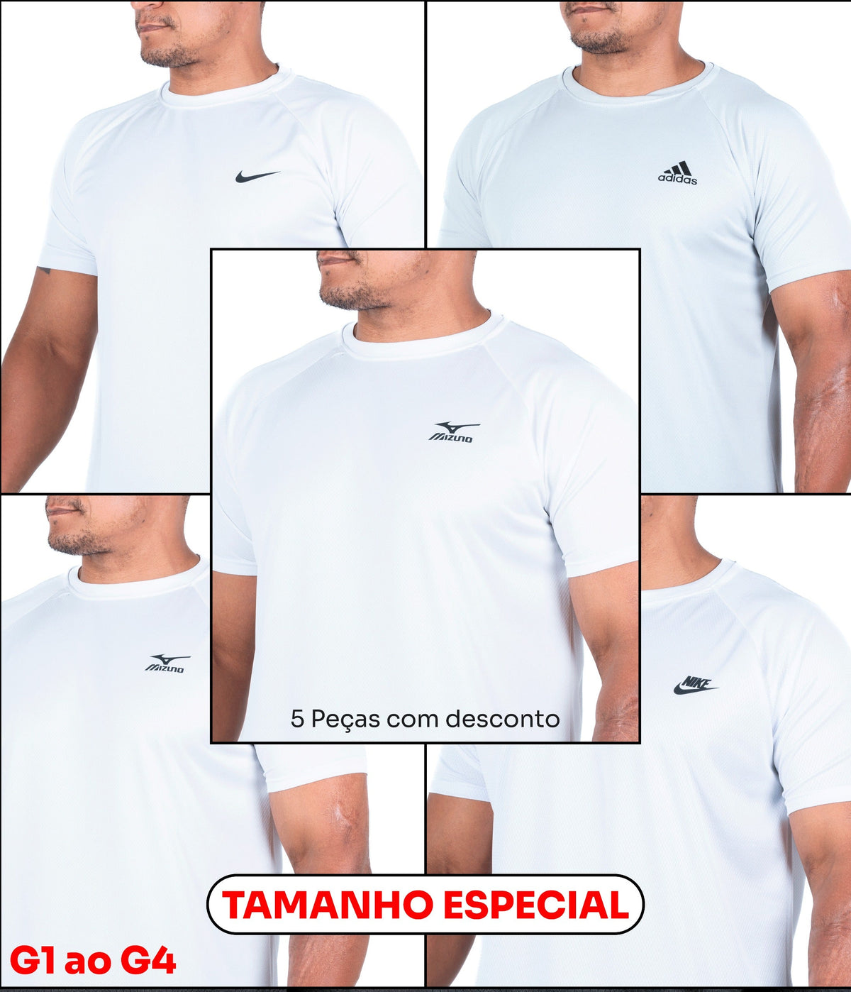 Compre 3 e Leve 5 (G1 ao G4) KIT ALL WHITE DRY FIT Basic