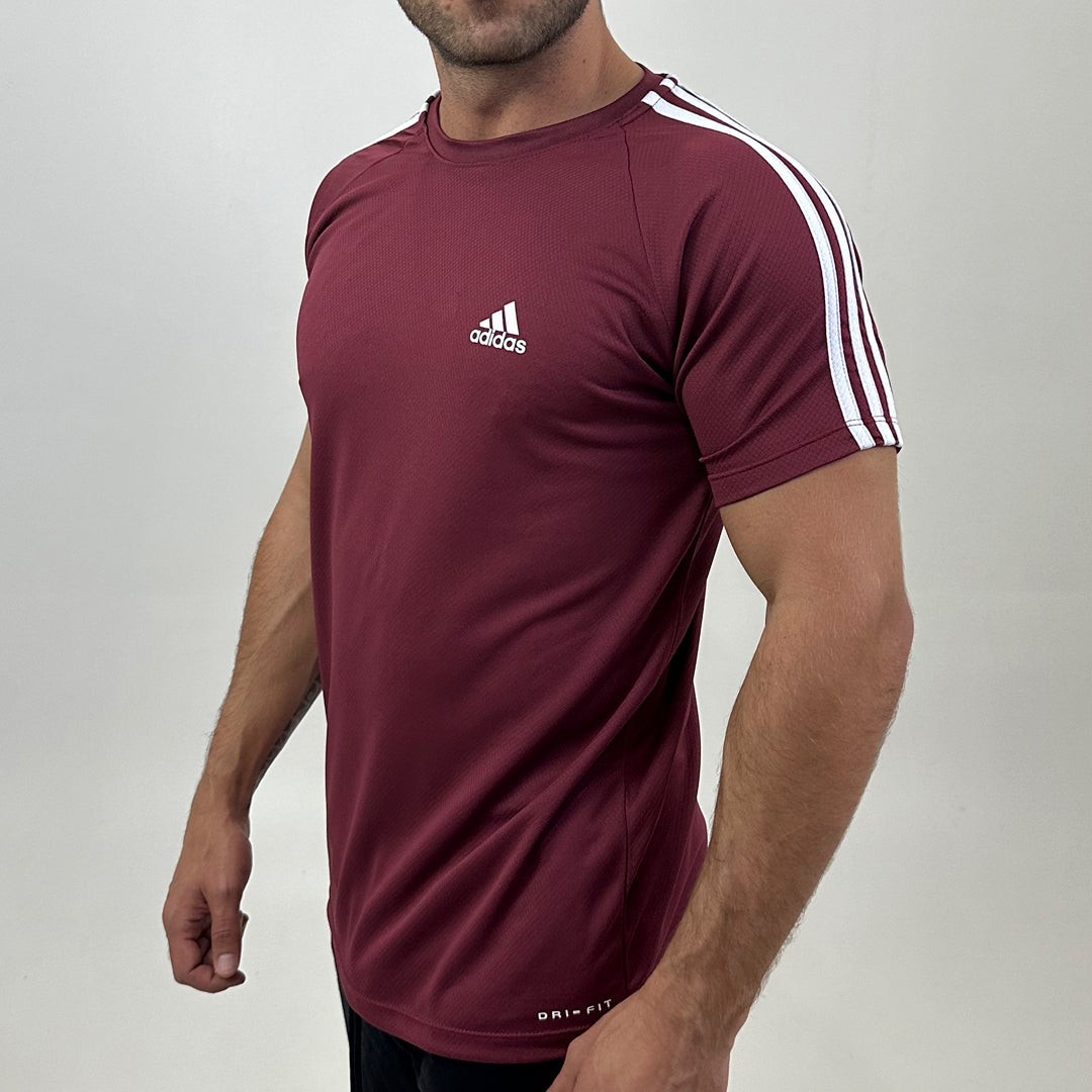 Camiseta Dry Fit Adidas III Listras Ombro