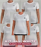 Kit ALL White 5 T-shirt Feminina Dry