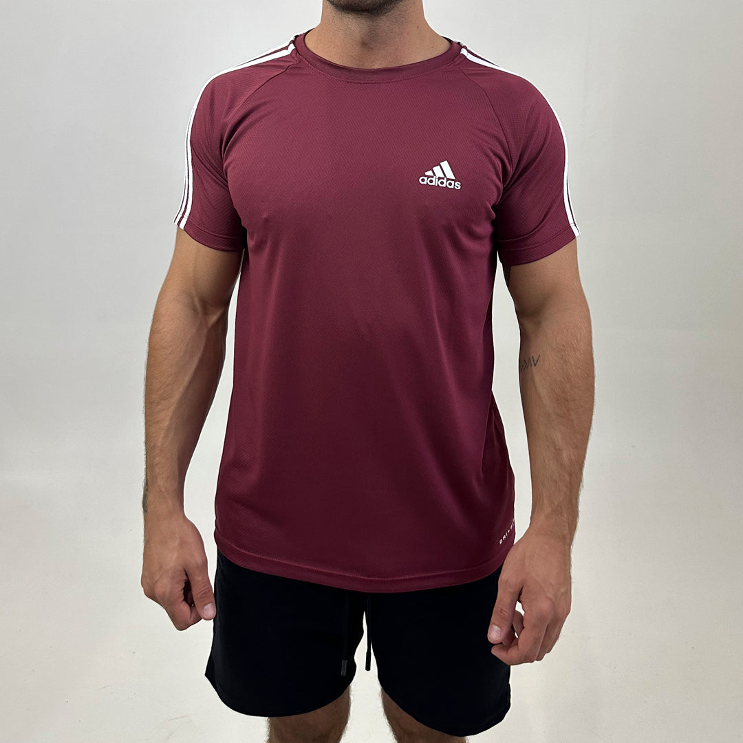 Camiseta Dry Fit Adidas III Listras Ombro